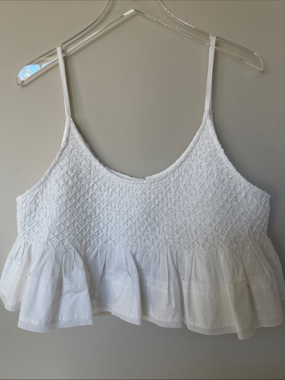 Anthropologie White Coastal Boho Flowy Cropped top s L